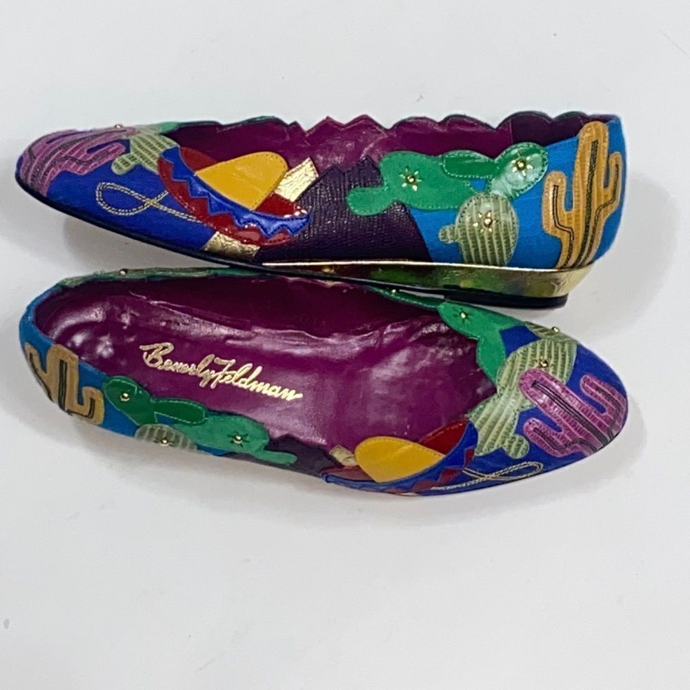 Rare Vintage Beverly Feldman Multicolor Women Shoes Size 6.5 Made In Spain